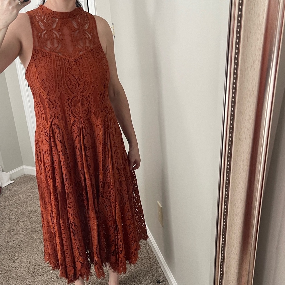 Free People Lace Midi Dress - Rust - Picture 6 of 14